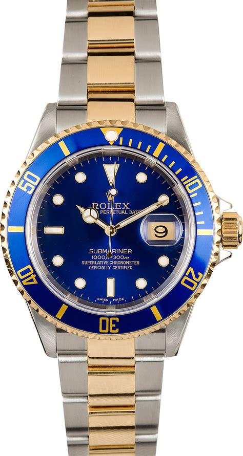 gold rolex with blue face|gold submariner blue face.